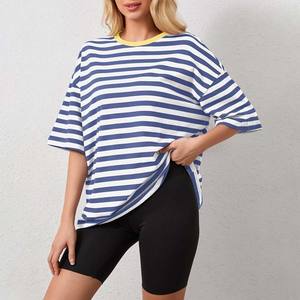 Camiseta Holgada de Verano para Mujer, con Hombros Caídos, de Algodón Transpirable, Manga Corta, Color Personalizado, Logotipo Personalizado, Alta Calidad - Product Image 2