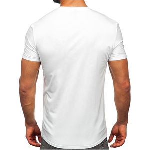 T-shirt décontracté pour homme, style unique, blanc, coupe classique, 100% coton, manches courtes, col rond, couleur unie, impression personnalisée - Product Image 4