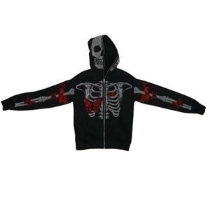 Sudadera con Capucha Personalizada de Alta Calidad con Logotipo, Sudadera con Cremallera Completa y Pedrería para Hombre, 100% Algodón Pesado, Ropa Urbana Unisex - Product Image 4