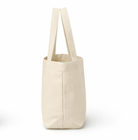 Tas Tote Kanvas Katun Ramah Lingkungan Berkualitas Tinggi Dapat Digunakan Kembali, Kantong Depan, Ukuran Sedang, Pegangan Tangan, Tali Bahu, Tas Sehari-hari