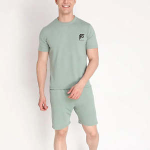 High Quality Cotton Embroidered T-Shirts Custom Logo Boys Summer Jogger Tracksuit Sweatsuit <b>Set</b> Print Sweat Track Suit Shorts - Product Image 1