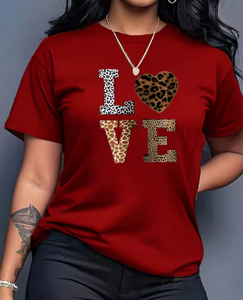 เสื้อยืดผู้หญิงลายดอกไม้พิมพ์ลายจดหมายรัก แขนสั้น คอกลม สวมใส่สบาย ทรงหลวม ผ้าฝ้าย 100% ระบายอากาศได้ดี เนื้อผ้านุ่ม ยืดหยุ่นได้ - Product Image 2