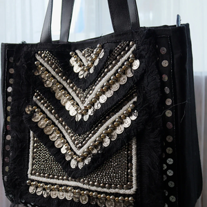 Export Quality Beaded Embroidery Womens Tote <b>Bag</b> Stylish Fashionable Handmade Crochet Daily Use Whimsy Art Craft Custom Size - Product Image 5