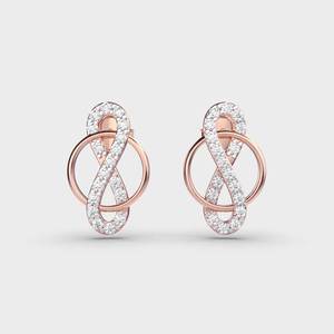 IGI Certified Lab Grown Diamond Infinity Loop Stud Earrings 14K Yellow / White / Rose Gold Interlocking Circle Designer Earrings - Product Image 6