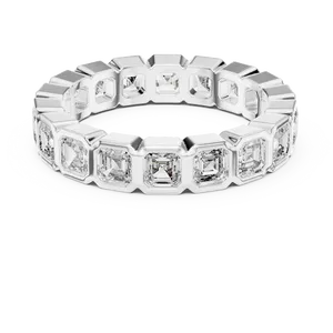 10K 14K 18K Solid Gold Square <b>Emerald</b> Cut Lab Grown Diamond Eternity <b>Band</b> <b>Ring</b> 3.60 CTW E Color Bezel Set Luxury Unisex - Product Image 3
