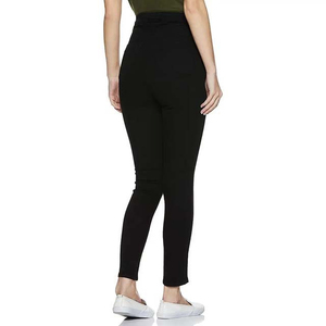 Jean taille haute noir uni respirant 100 % coton pour femme, coupe régulière, grandes tailles, haute qualité, vente en gros, pas cher - Product Image 3