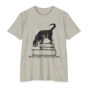 เสื้อยืดลายกราฟิกแมวอ่านหนังสือสไตล์วินเทจ – เสื้อยืดผ้าฝ้ายลำลองสำหรับทุกเพศ, เสื้อสำหรับคนรักหนังสือ - Product Image 4