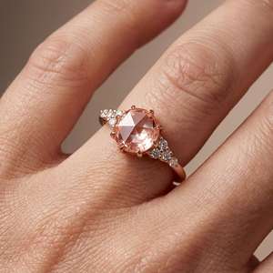 Elegante Anillo de Compromiso con Diamante Rosa Cultivado en Laboratorio, Corte Rosa, 1.00 CT, VS2, Oro Sólido de 14K, Joyería para Mujer para Bodas y Fiestas - Product Image 5