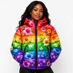 Chaqueta acolchada con estampado floral de alta calidad de Cosh International, unisex, para invierno, a prueba de viento, de color liso. - Product Image 4