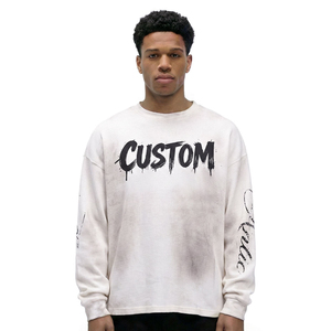Sudadera Personalizada Unisex de Manga Larga con Cuello Redondo, Estilo Waffle, Corte Holgado, Diseño con Letras Impresas, para Todas las Temporadas - Product Image 1