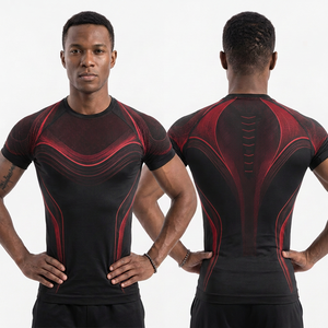 Camiseta Deportiva Unisex de Manga Corta con Cuello Redondo, Ajustada, de Compresión, Sólida, Transpirable, de Secado Rápido y que Absorbe la Humedad - Product Image 3