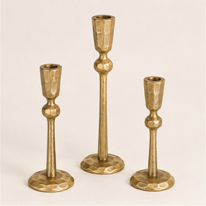 Juego de 3 Portavelas de Latón Antiguo Martillado, Candelabros de Metal para Centro de Mesa de Boda y Decoración del Hogar - Product Image 3