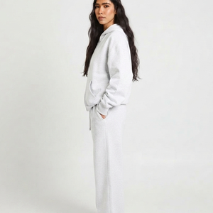 Conjunto Deportivo Informal de Sudadera con Capucha y Pantalones Deportivos Blancos Holgados y Modernos para Mujer, Talla Grande, Ropa Deportiva Informal de Algodón Grueso - Product Image 6
