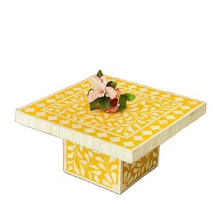 Plateau de présentation de desserts rond artistique pour tables de mariage de luxe et décorations de fête Support à gâteau en incrustation d'os de qualité supérieure - Product Image 5