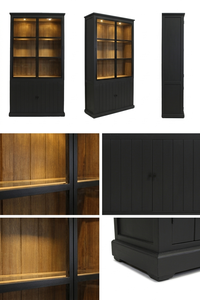 Contemporary Meldyn Cabinet High Quality Timber Eco-Friendly Durable <b>Bookcase</b> with Minimalist Black Finish for Home Office - Product Image 6