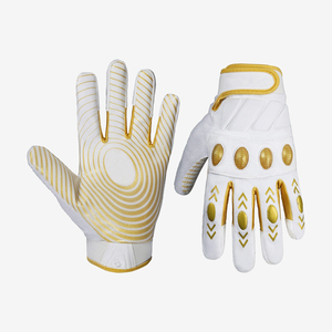 Guantes de fútbol americano deportivos de dedo completo, palma de cuero sintético con revestimiento de silicona, antideslizantes, unisex, para todas las estaciones - Product Image 1