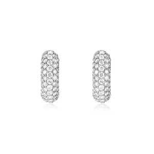Diamond Pave <b>Huggie</b> Hoops Lab Grown 14K 18K <b>Solid</b> <b>Gold</b> 5 Row Dome Bubble IGI Certified Bridesmaid Earrings Women Everyday Wear - Product Image 3