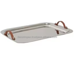 Plateau de service en aluminium Accueil Hôtel Restaurant Service de nourriture Plateau en aluminium avec poignée en laiton - Product Image 1