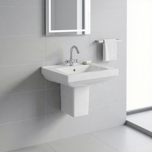 Lavabo demi-pied en céramique moderne européen Eros Square, luxe, à fixation murale, pour usage hospitalier, exportation Inde - Product Image 1