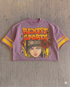 เสื้อยืดโอเวอร์ไซส์สีดำล้างสีสไตล์สตรีทแฟชั่น คอโอ แบรนด์ REXFIT SPORTS สำหรับผู้ชาย ผ้าฝ้าย พิมพ์ลายตามสั่ง - Product Image 5