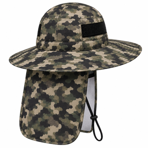 Sombrero Boonie con Estampado de Camuflaje, Ala Ancha, Protección UV, Solapa para el Cuello Ajustable, para Uso en Exteriores en Verano, Unisex, Estilo Casual para Adultos - Product Image 3