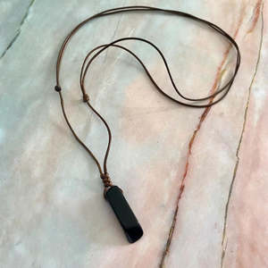 Natural Obsidian Crystal Unshaped Pendant Necklace with Adjustable <b>Rope</b> <b>Chain</b> for Men and Boys - Product Image 6