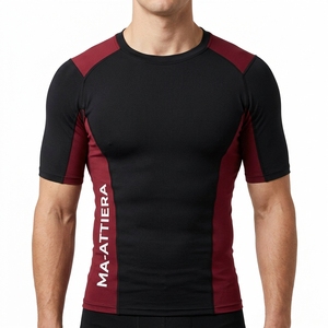 Men Compression <b>Shirt</b> <b>Long</b> <b>Sleeve</b> for <b>T</b> <b>Shirt</b> Apparel <b>Black</b> Burgundy Workout Fitness Sportswear Athletic Top Spandex/Polyester - Product Image 1