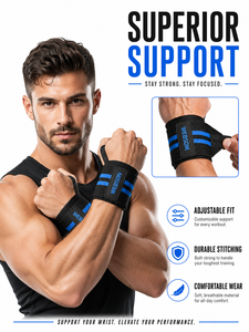WABSON SPORT Bande de maintien de poignet en néoprène pour la musculation et l'entraînement de force – Respirante, antidérapante, avec fermeture auto-agrippante, grande taille - Product Image 2
