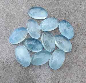 Pierre précieuse naturelle Aqua Milky, forme ovale grande, cabochon calibré, pierre précieuse en vrac pour bijoux - Product Image 5