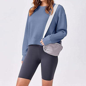 เสื้อสเวตเชิ้ตครอปคอกลมเนื้อนุ่มสำหรับผู้หญิง แขนยาว ทรงหลวม น้ำหนักเบา เสื้อครอปพื้นฐาน สวมใส่สบายๆ สำหรับทุกวัน - Product Image 3