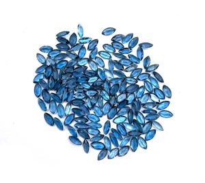 Topacio Azul Londres Natural, Corte Marquesa, Piedras Sueltas de 4mm y 8mm, Topacio Azul Facetado, Venta al Por Mayor para Joyería, India - Product Image 5