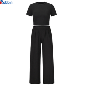 Conjuntos deportivos informales de alta calidad para mujer, novedad de primavera y verano, camiseta de manga corta + pantalones, traje de dos piezas, talla grande - Product Image 5