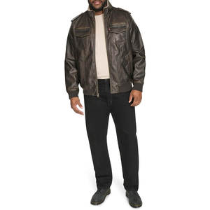 Chaqueta de Cuero y Lona Estilo Bomber para Hombre, Personalizada, de Invierno, Estilo Aviador, Vintage, con Cuello de Piel Negra Extraíble, Transpirable - Product Image 3