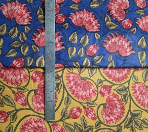 Tela de algodón floral con estampado de flores amarillas, azules y rojas por yarda, suave y ligera, de 43 pulgadas de ancho, para vestidos de niños y mujeres, y para coser. - Product Image 1