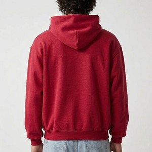 Sweat à capuche pull-over bordeaux haut de gamme, en molleton épais, avec logo personnalisé, coupe oversize, style streetwear décontracté - Product Image 2