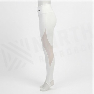 North Approach High Waist Full Length Leggings Solid White <b>Sheer</b> Panel Seamless Four-Way Stretch Yoga Wear - Product Image 3