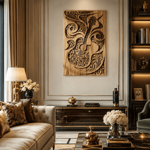 Panel de Arte Mural de Madera con Diseño de Guitarra Musical |   Decoración de Pared de Madera Cortada con Láser, Decoración Artística para el Hogar, para Sala de Estar, Estudio u Oficina - Product Image 3
