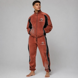 <b>Men</b> Sun Faded Tracksuit Two Piece <b>Pullover</b> Sweatshirt Drawstring Jogger Pants Comfortable Relaxed Streetwear Clothing Set - Product Image 1