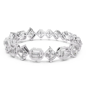 Pulsera de Diamantes Radiantes en Oro Blanco de 14K, Pulsera de Lujo con Múltiples Diamantes, Pulsera Impresionante con Diamantes de Corte Imperial - Product Image 1