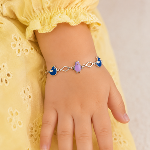 925 Sterling Silver Bird Charm <b>Anklet</b> with Blue and Purple Enamel Accents High Polish Animal Style Jewelry for Girls Women Daily - Product Image 1