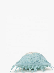 Dernier sac à main de créateur Sac potli brodé en dentelle florale bleu et blanc Sac à cordon pour femme Cadeau de mariage pour mariée - Product Image 4