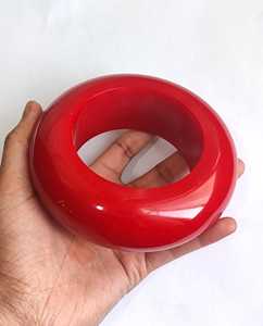 Handmade Red Resin Bangle Extra Chunky Solid Color Resin Craft Wide Donut Dome Cuff Bracelet Women Vintage Jewelry Wholesale - Product Image 5