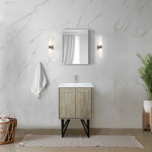 Rustic Acacia <b>Bath</b> Vanity 24 In. W X 20 In. D White Quartz Top <b>Brushed</b> Nickel Faucet Set 20 In. D White Quartz Top <b>Brushed</b> - Product Image 2
