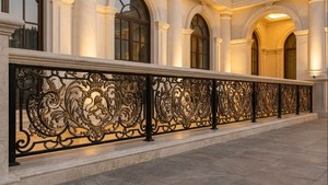 Rampe de balcon décorative en fer forgé noir et alliage d'aluminium, résistante à la rouille, pour bricolage, main courante d'escalier, balustrade de terrasse pour villa extérieure - Product Image 2