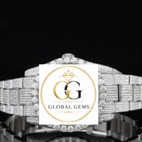 Direkter Fabrikverkauf Modische Luxuriöse Quadratische Legierung Roségold Automatische Voll-VVS-Moissanit-Diamant Chronograph-Uhr Quarz