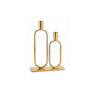 Ensemble de porte-bougies en fer moderne noir avec accents dorés pour la décoration de la maison - Product Image 6