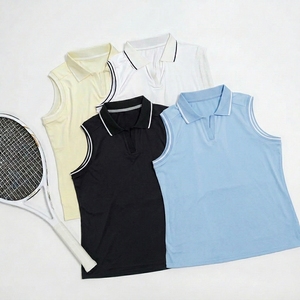 Polo sans manches pour femme, couleur unie, séchage rapide, haut de sport pour le golf avec boutons, chemises de golf pour femme, polo de golf - Product Image 5