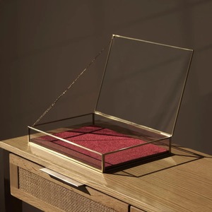 Stunning Brass Glass Jewelry Organizer with Lacquer Finish Transforming <b>Treasured</b> Accessories Into a Luxurious Display Elegance - Product Image 5