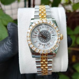 Reloj de Lujo con Diamantes, Regalo Espléndido, 28mm, Plata, Correa de Moissanita, Movimiento Analógico de Cuarzo ETA, Cierre Oculto, Reloj de Hombre, Resistente al Agua - Product Image 6