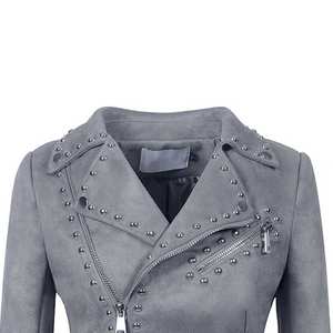 ผู้ผลิตมืออาชีพจำหน่ายแจ็คเก็ตหนังผู้หญิงแบบมีหมุดประดับ  แจ็คเก็ตหนังแท้ 100% สำหรับผู้หญิง ผลิตในประเทศปากีสถาน - Product Image 5